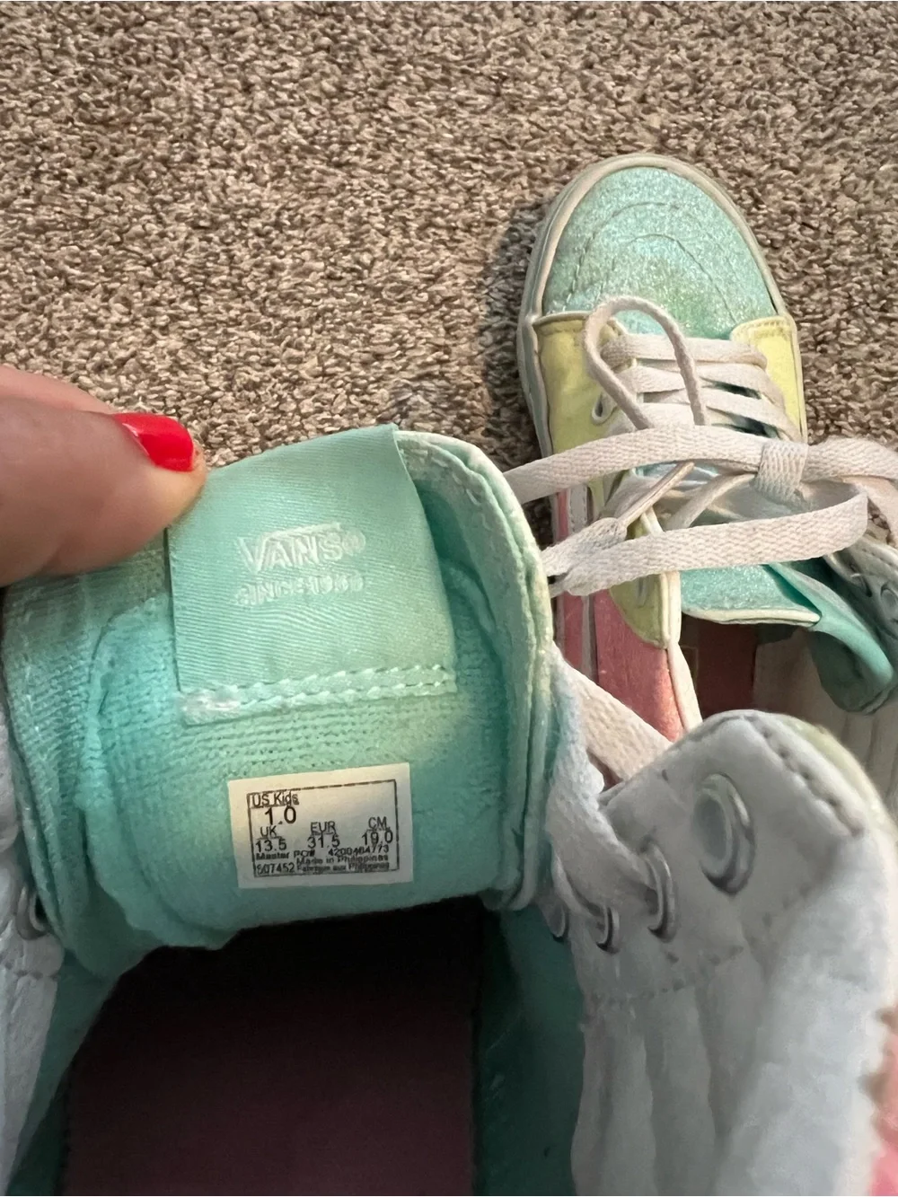 Sparkle VANS high tops, size 1, perfect for back to school!